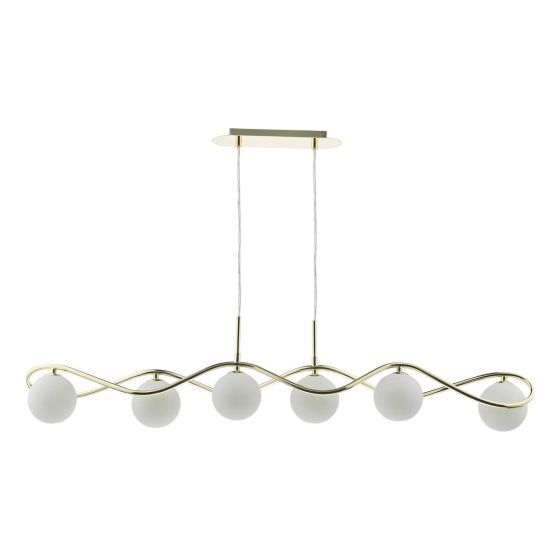 Där Lighting Lysandra 6 Light Bar Pendant Polished Gold And Opal Glass