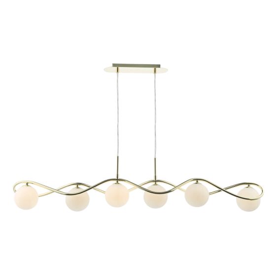 där lighting Lysandra 6 Light Bar Pendant Polished Gold and Opal Glass