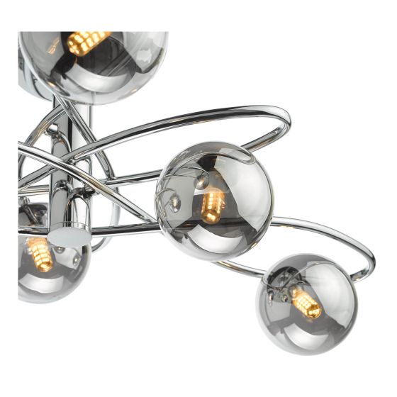 Där Lighting Lysandra 6 Light Semi-Flush Polished Chrome And Smoked Glass