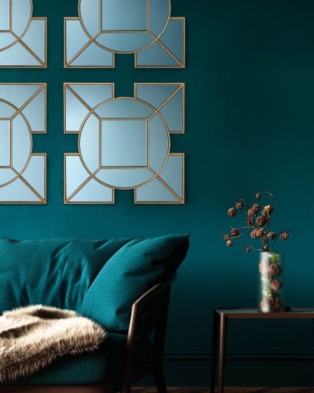Där Lighting Lyshia Square Mirror With Gold Foil Detail 60cm