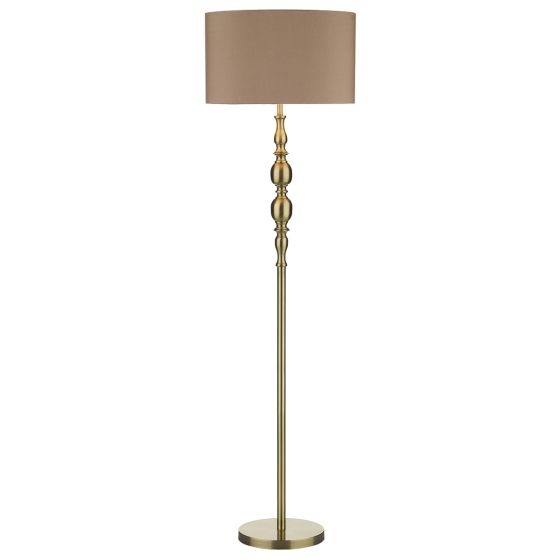 Där Lighting Madrid Floor Lamp Antique Brass With Shade