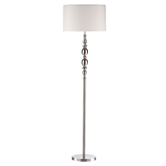 Där Lighting Madrid Floor Lamp Satin Chrome With Shade