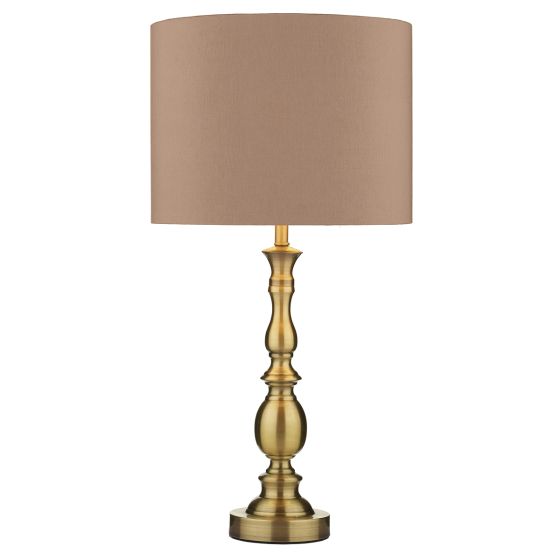 Där Lighting Madrid Table Lamp Antique Brass With Shade