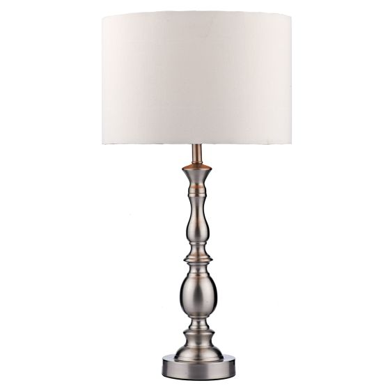 Där Lighting Madrid Table Lamp Satin Chrome With Shade