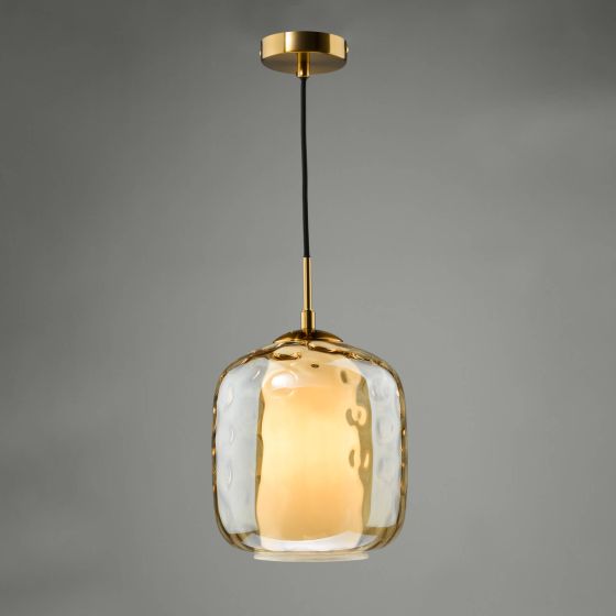 Där Lighting Majella Pendant Aged Brass And Champagne Glass