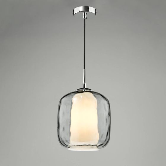 Där Lighting Majella Pendant Polished Chrome And Smoked Glass