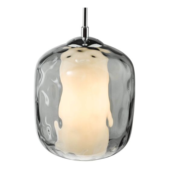 Där Lighting Majella Pendant Polished Chrome And Smoked Glass