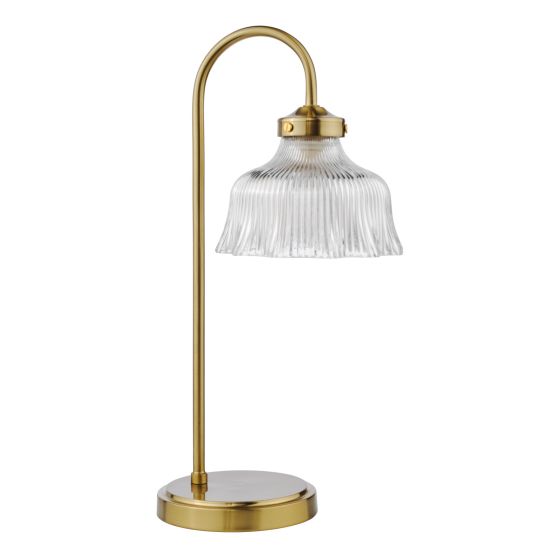 Där Lighting Maude Table Lamp Natural Brass And Ribbed Glass