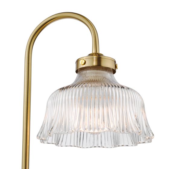 Där Lighting Maude Table Lamp Natural Brass And Ribbed Glass