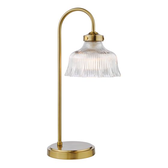där lighting Maude Table Lamp Natural Brass and Ribbed Glass