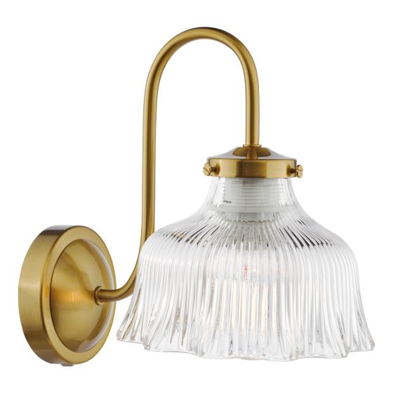 Där Lighting Maude Wall Light Natural Brass And Ribbed Glass