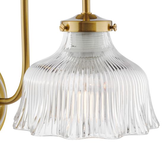 Där Lighting Maude Wall Light Natural Brass And Ribbed Glass
