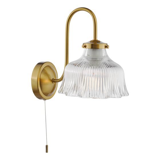 där lighting Maude Wall Light Natural Brass and Ribbed Glass