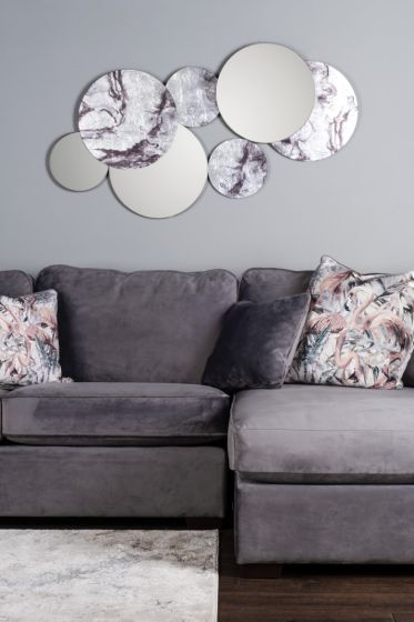 Där Lighting Meco Rectangle Mirror Black Marble Effect 120 X 70cm