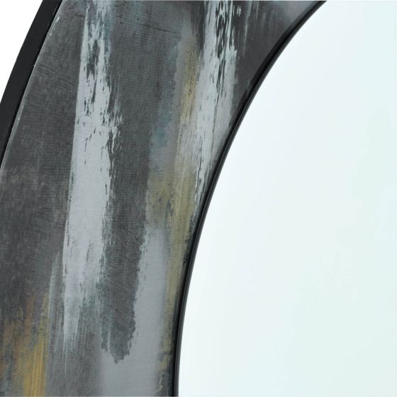 Där Lighting Mehera Round Mirror Grey Marble Print 80cm