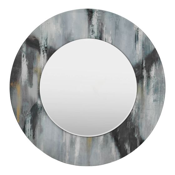 där lighting Mehera Round Mirror Grey Marble Print 80cm