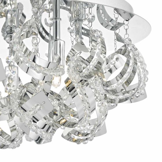 Där Lighting Mezen 5lt Flush Polished Chrome & Crystal Beads