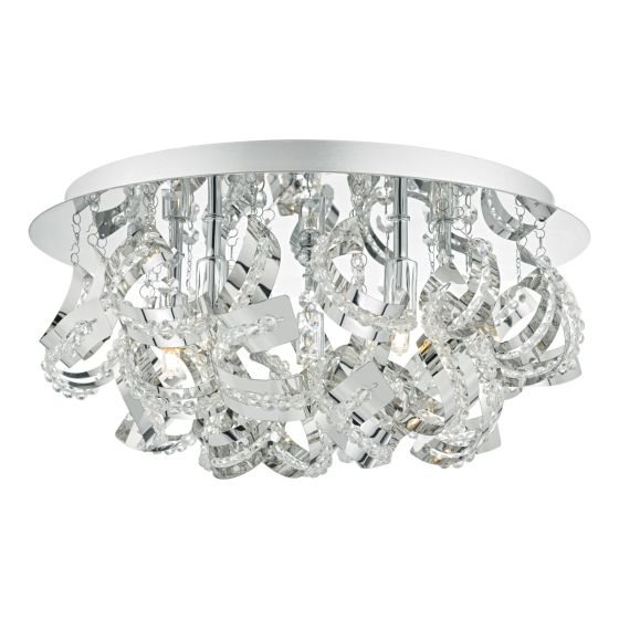 Där Lighting Mezen 5lt Flush Polished Chrome & Crystal Beads