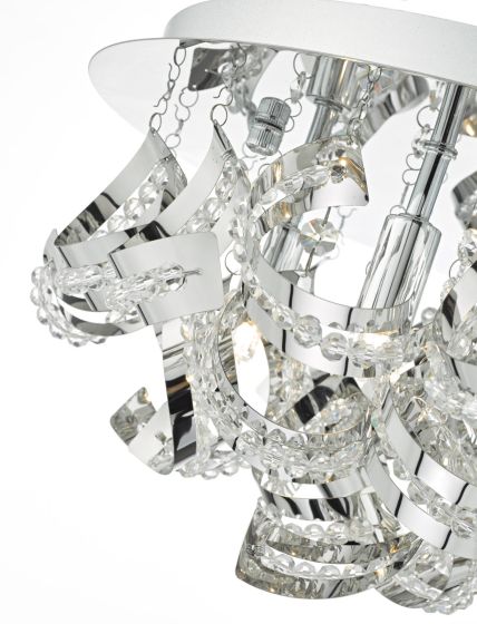 Där Lighting Mezen 5lt Flush Polished Chrome & Crystal Beads
