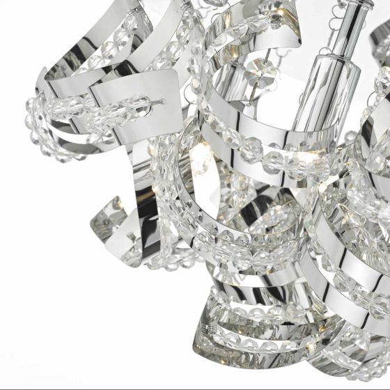 där lighting Mezen 5lt Flush Polished Chrome & Crystal Beads