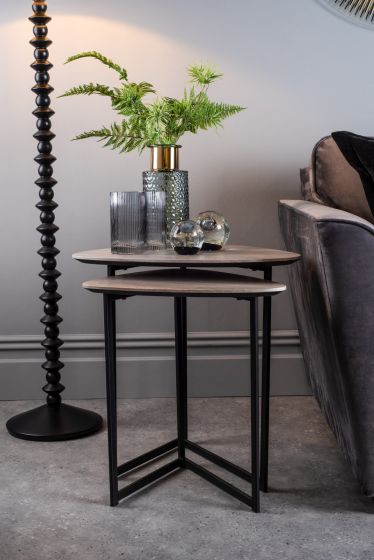 Där Lighting Mibello Nested Side Tables Light Oak Effect