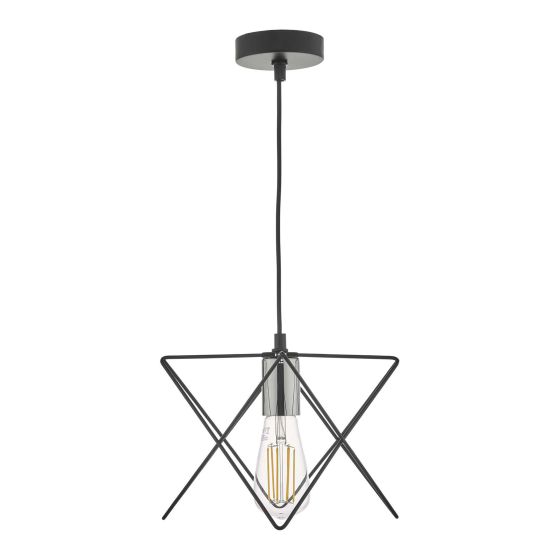 Där Lighting Midi 1 Light Pendant Black And Polished Chrome