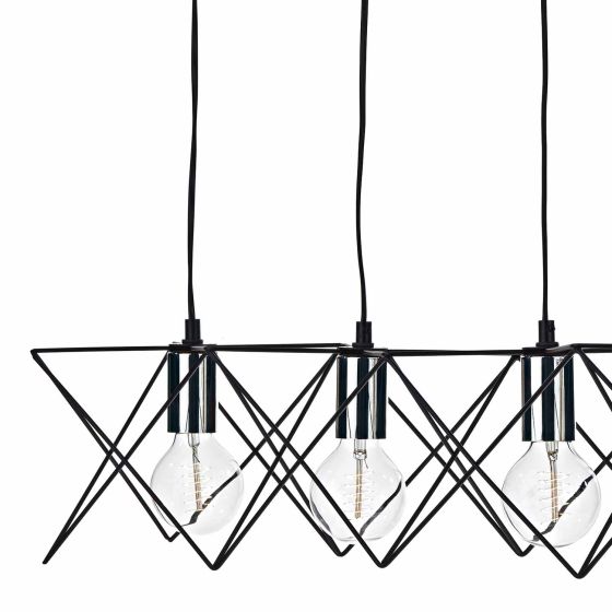 Där Lighting Midi 5lt Bar Pendant Black & Polished Chrome