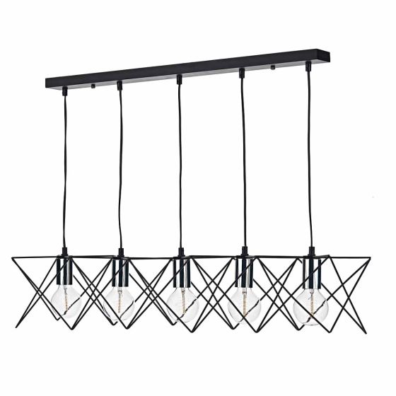 Där Lighting Midi 5lt Bar Pendant Black & Polished Chrome