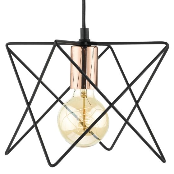Där Lighting Midi Cage Pendant Matt Black & Bright Copper