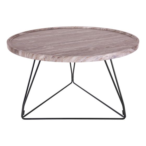 där lighting Miguel Coffee Table Brown Stone Veneer and Matt Black