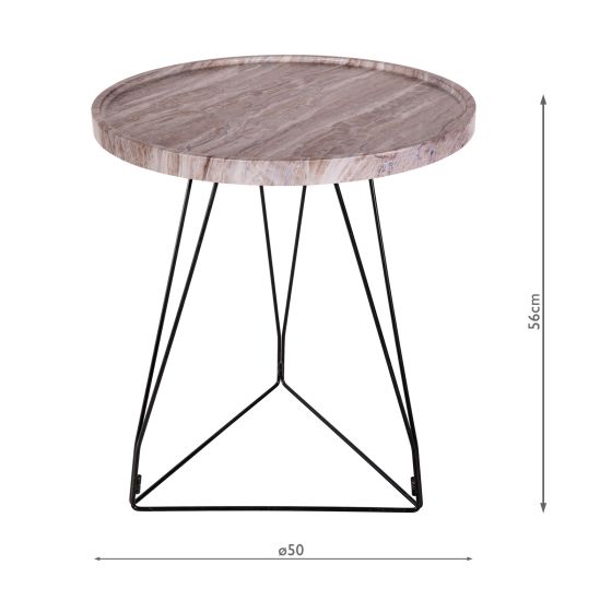 Där Lighting Miguel Side Table Brown Stone Veneer And Matt Black