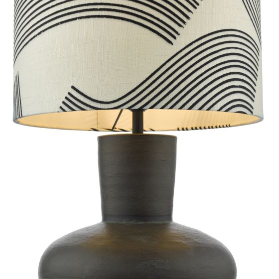 Där Lighting Miho Cream And Black Patterned Linen Shade 34cm