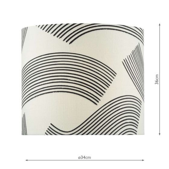 Där Lighting Miho Cream And Black Patterned Linen Shade 34cm
