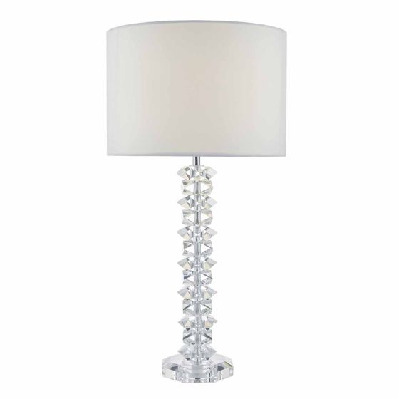 Där Lighting Mina Table Lamp Polished Chrome & Crystal With Shade