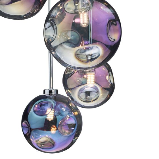 Där Lighting Mira 6 Light Cluster Pendant Polished Chrome Iridised Glass
