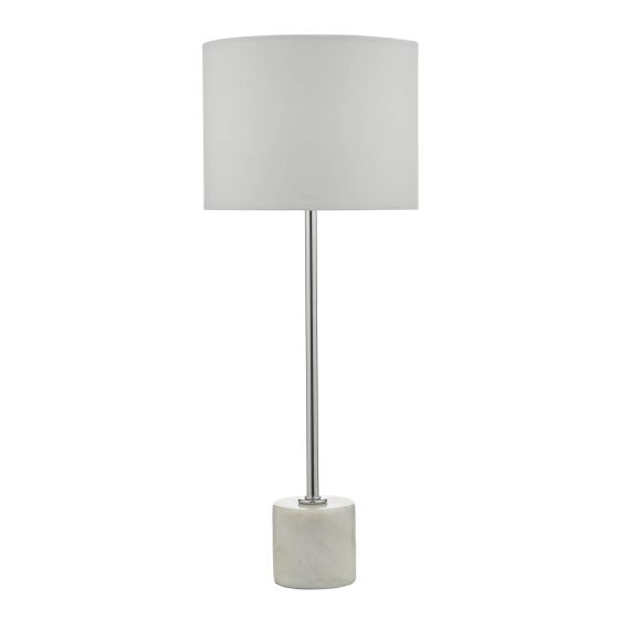 Där Lighting Misu Table Lamp Polished Chrome Marble Effect With Shade