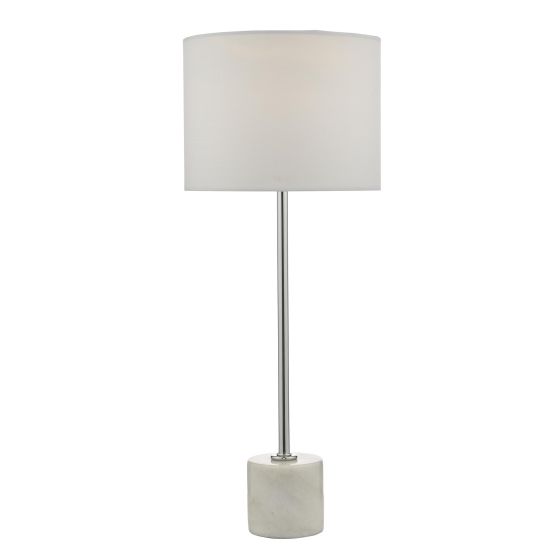 där lighting Misu Table Lamp Polished Chrome Marble Effect With Shade
