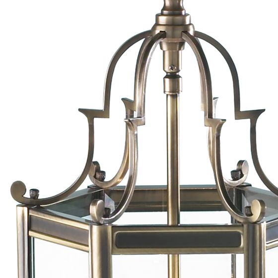 Där Lighting Moorgate Hexagonal Hall Lantern Dual Mount Antique Brass