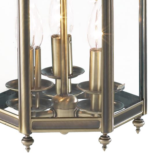 där lighting Moorgate Hexagonal Hall Lantern Dual Mount Antique Brass