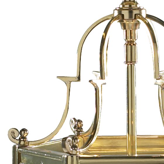 Där Lighting Moorgate Hexagonal Hall Lantern Dual Mount Polished Brass