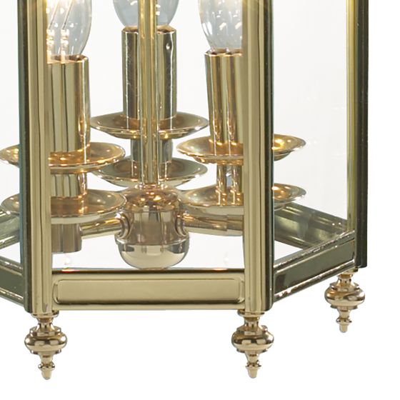 där lighting Moorgate Hexagonal Hall Lantern Dual Mount Polished Brass