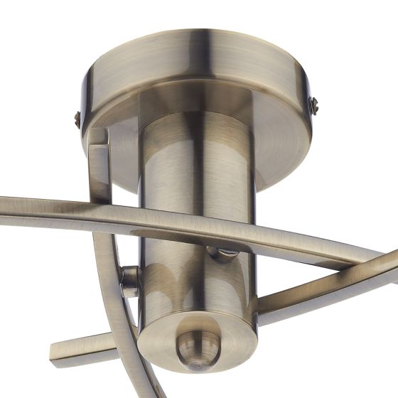 Där Lighting Morgan 3 Light Semi Flush Antique Brass