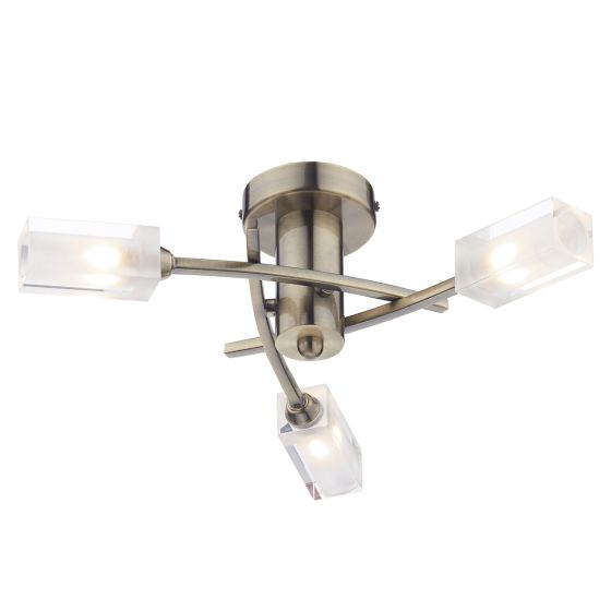 Där Lighting Morgan 3 Light Semi Flush Antique Brass