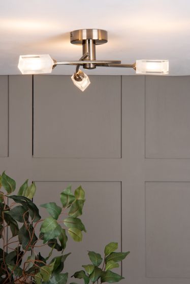 Där Lighting Morgan 3 Light Semi Flush Antique Brass