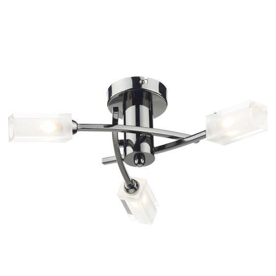 Där Lighting Morgan 3 Light Semi Flush Black Chrome