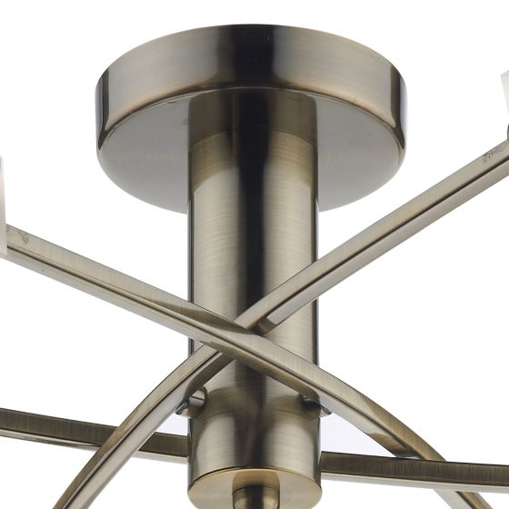 Där Lighting Morgan 6 Light Semi Flush Antique Brass