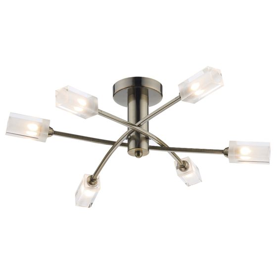 Där Lighting Morgan 6 Light Semi Flush Antique Brass