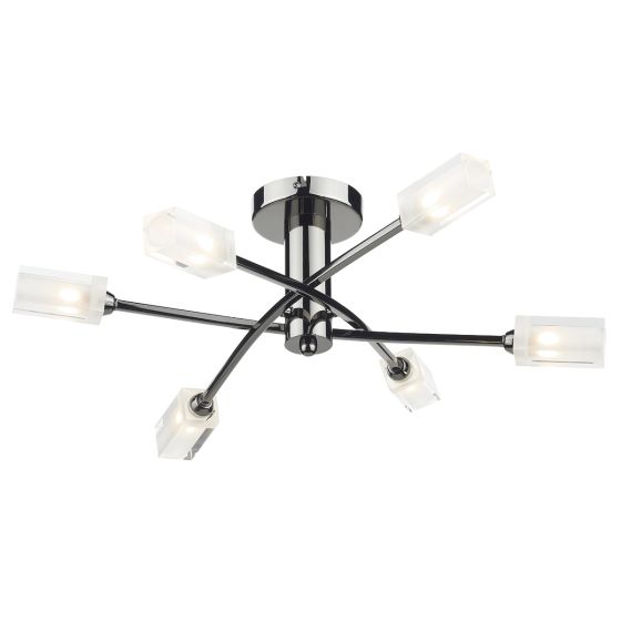 Där Lighting Morgan 6 Light Semi Flush Black Chrome