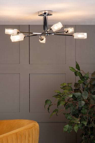 Där Lighting Morgan 6 Light Semi Flush Polished Chrome