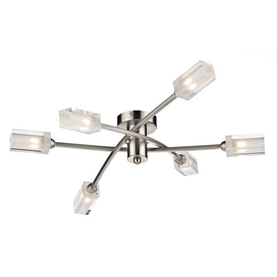 Där Lighting Morgan 6 Light Semi Flush Satin Chrome